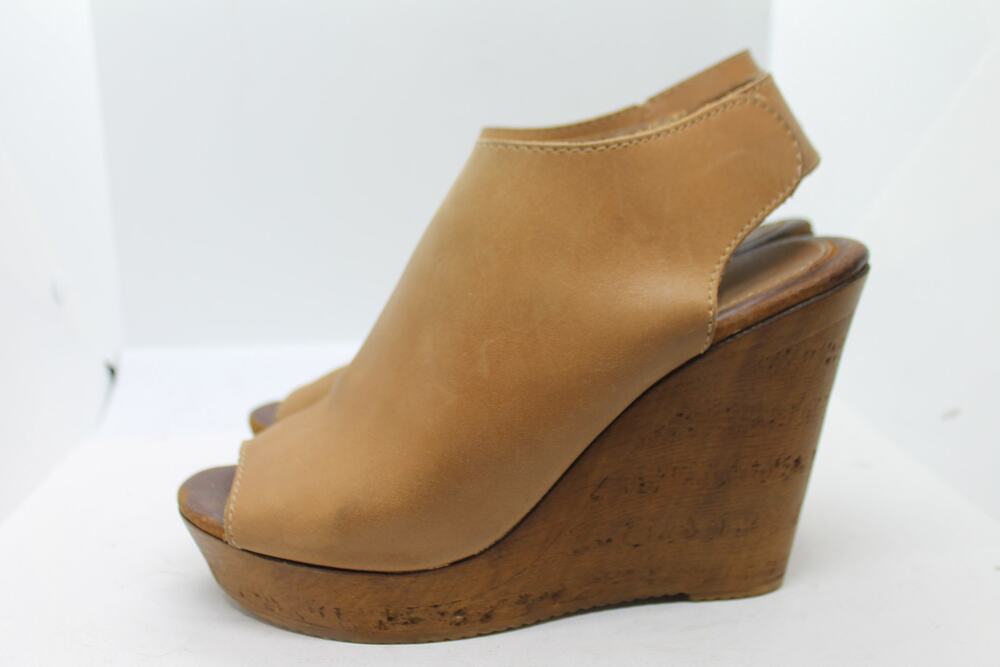 Sbicca Vintage Collection Tan Leather Platform Wedge Shoes sz 40 EU / 9 US
